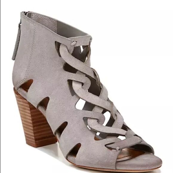 Zodiac Sandals Women's Size 8 Grey Suede Cut-Outs Back-Zip Block Heel NWOT - Picture 2 of 13